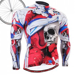 "The Skeleton" Red - FIXGEAR Long Sleeve Cycling Jersey.