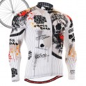 "Pinstripe Skull" - FIXGEAR Long Sleeve Cycling Jersey.