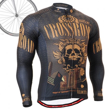 "Crossroad Skull" - FIXGEAR Long Sleeve Cycling Jersey.