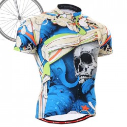 "The Skeleton" Blue - FIXGEAR Short Sleeve Cycling Jersey.