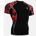 "Geometría Roja" - Camiseta Técnica de Compresión Segunda Piel Manga Corta FIXGEAR.