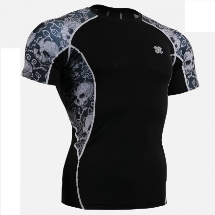 "Ivy Skulls" - FIXGEAR Short Sleeve Second Skin Technical Compression Shirt .