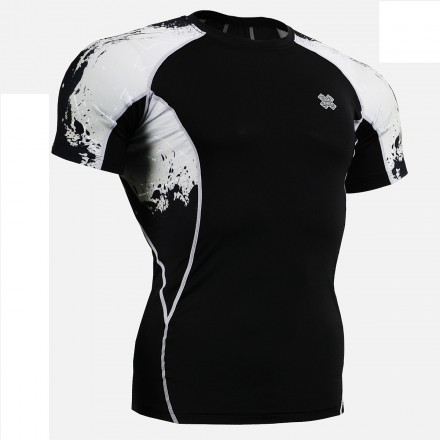 "Melted Skulls" - FIXGEAR Short Sleeve Second Skin Technical Compression Shirt .