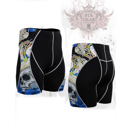 "The Skeleton" Blue - FIXGEAR Second Skin Technical Compression Shorts .