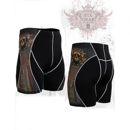 "Crossroad Skull" - FIXGEAR Second Skin Technical Compression Shorts .
