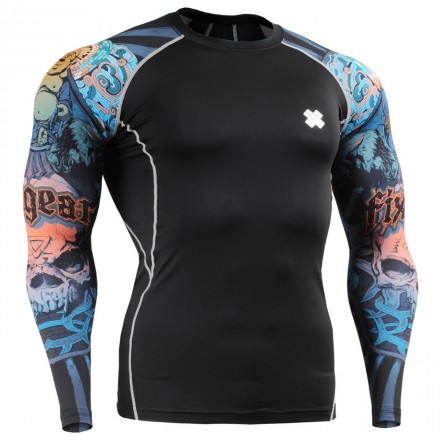 "Laughing Buddha" Sleeves - FIXGEAR Second Skin Technical Compression Shirt - Special MMA Design.