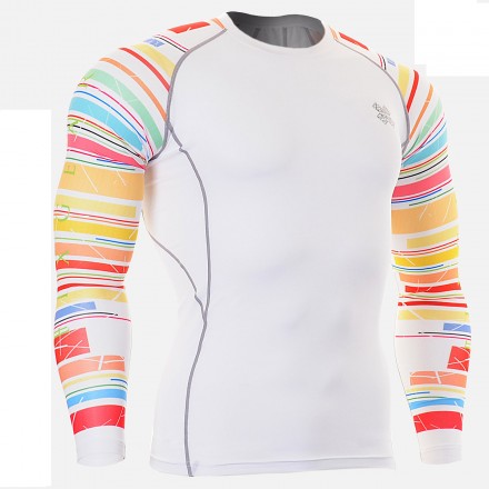 "Duo White RIngs"  - FIXGEAR Second Skin Technical Compression Shirt .