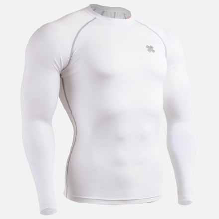 "WHITE FIX" Manga Larga - Camiseta Técnica de Compresión Segunda Piel FIXGEAR.