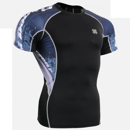 "Waves" - FIXGEAR Short Sleeve Second Skin Technical Compression Shirt.