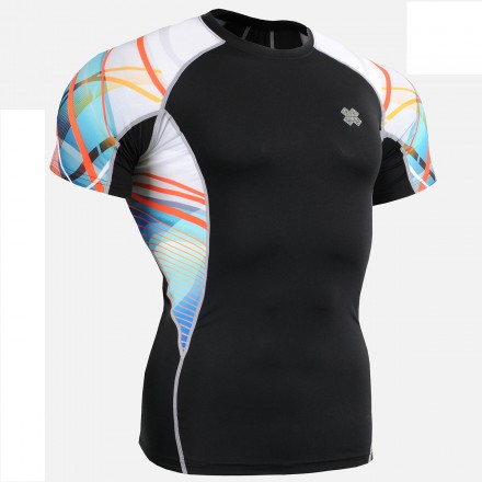 "Ribbons" - FIXGEAR Short Sleeve Second Skin Technical Compression Shirt.