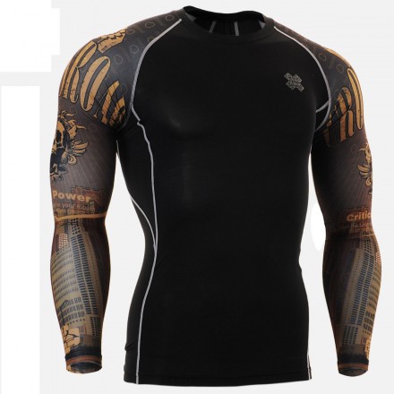 "Duo Crossroad Skull" - FIXGEAR Second Skin Technical Compression Shirt .