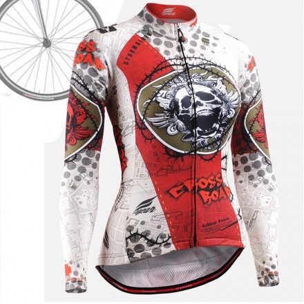 "Thorned Skull" WOMAN - FIXGEAR Long Sleeve Cycling Jersey.