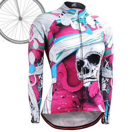"El Esqueleto" Rosa - MUJER - Maillot Ciclismo Manga Larga FIXGEAR.