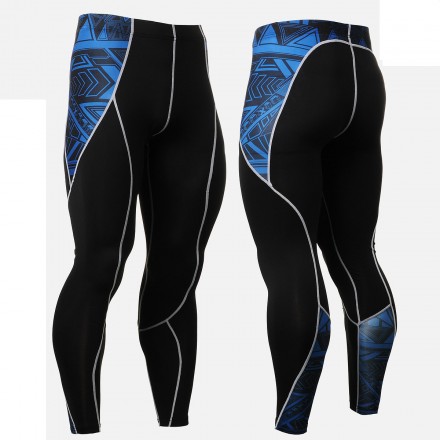 "Blue Geometry" - FIXGEAR Second Skin Technical Compression Tights .