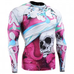 "El Esqueleto" Full Rosa - Camiseta Técnica de Compresión Segunda Piel FIXGEAR.