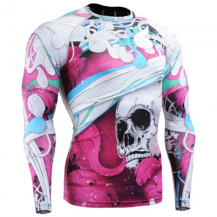"The Skeleton" Full Pink - FIXGEAR Second Skin Technical Compression Shirt.
