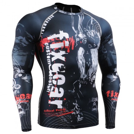"Calavera en el Tiempo" FULL - Camiseta Correr/Entrenar/MMA Segunda Piel FIXGEAR.