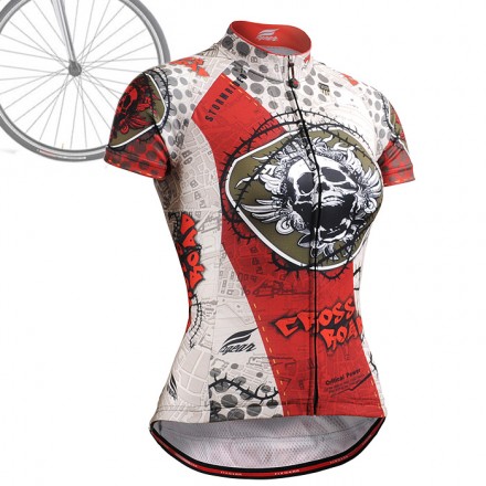 "Thorned Skull" WOMAN - FIXGEAR Short Sleeve Cycling Jersey.