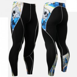 "The Skeleton" Blue - FIXGEAR Second Skin Technical Compression Tights .
