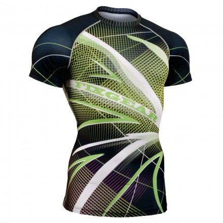 "Grid Birds" Short Sleeve - FIXGEAR Second Skin Technical Compression Shirt .