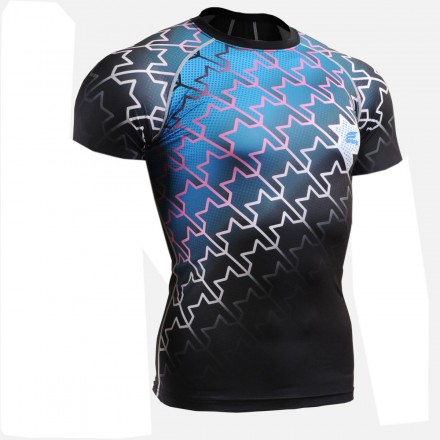 "Shooting Stars" Short Sleeve - FIXGEAR Second Skin Technical Compression Shirt .