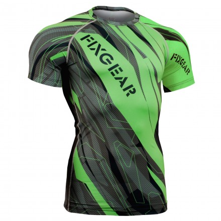 "Splinters" FULL Green - FIXGEAR Short Sleeve Technical Compression Shirt .