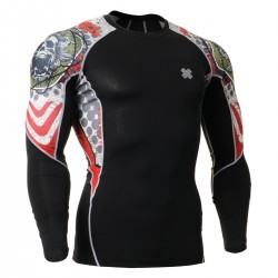 "Thorned Skull " Black - FIXGEAR Second Skin Technical Compression Shirt .