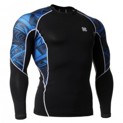 "Blue Geometry" - FIXGEAR Second Skin Technical Compression Shirt .