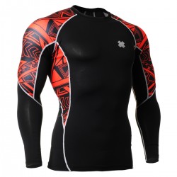"Red Geometry" - FIXGEAR Second Skin Technical Compression Shirt .