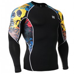 "Primary Skulls" - FIXGEAR Second Skin Technical Compression Shirt .