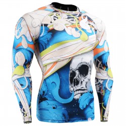 "The Skeleton" Full Blue - FIXGEAR Second Skin Technical Compression Shirt.